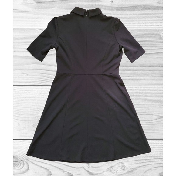 London Times Classic Navy Blue Pearl Button Collared Short Sleeve Women Size 10 - Picture 2 of 5